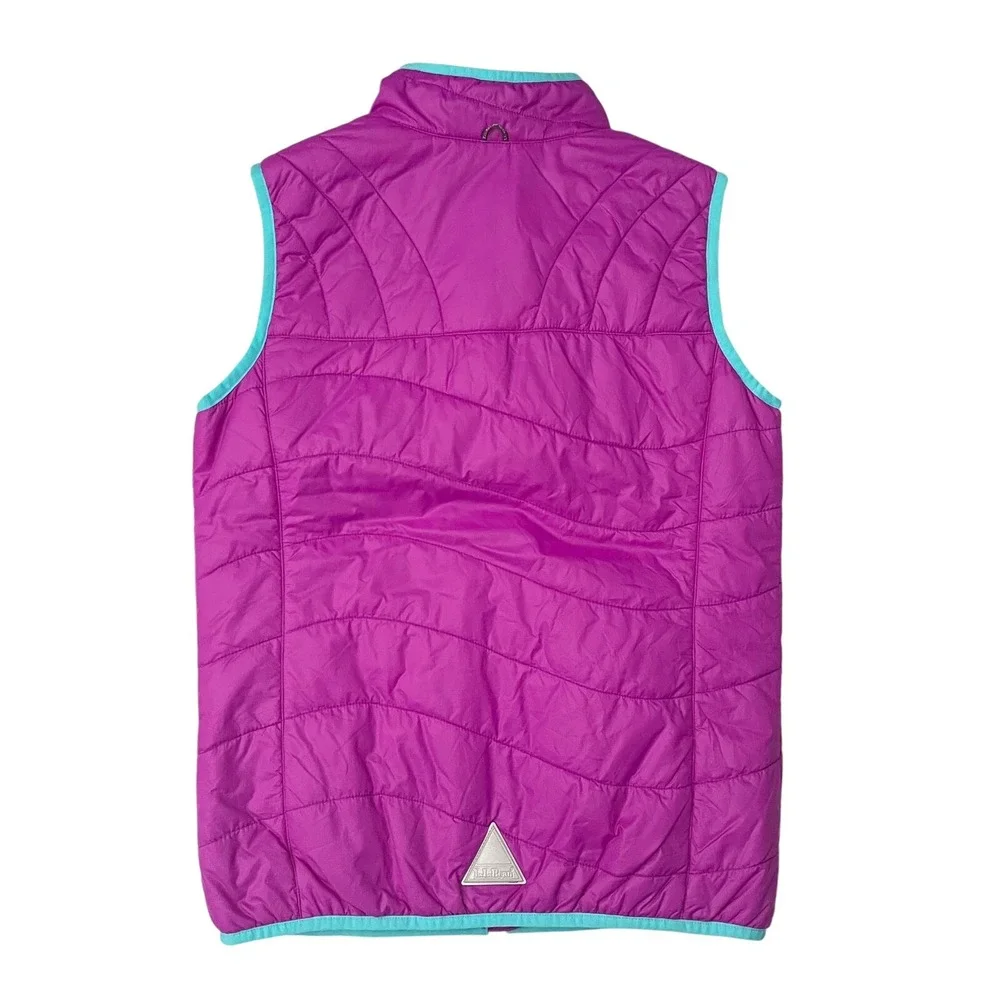 LL Bean Puffer Vest Girls XL 18 Purple Primaloft Quilted Double Up Camping Layer